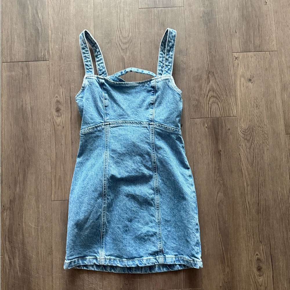 Zara Blue Strappy Denim Dress